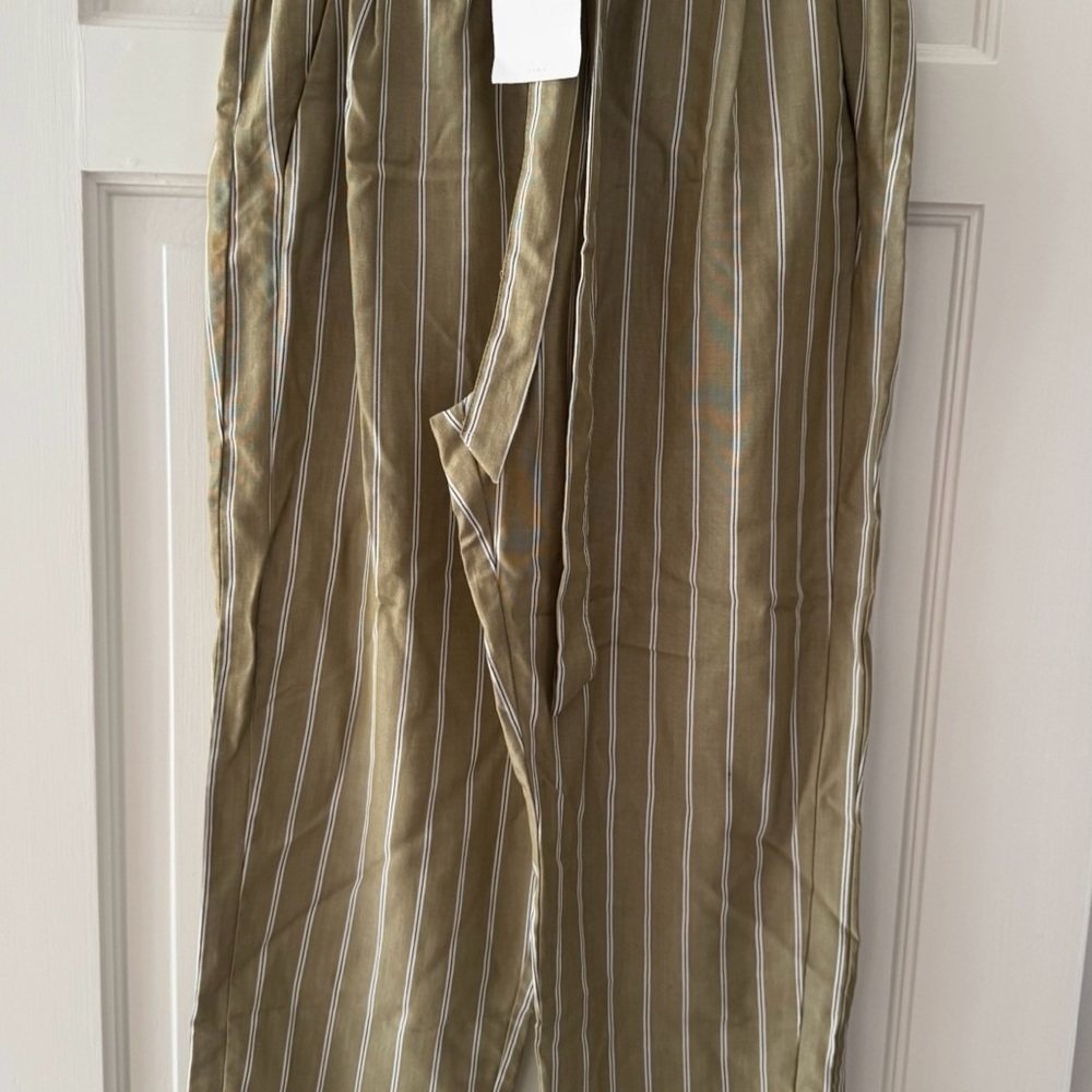 Striped tan and white pants